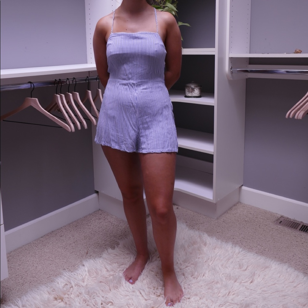 Striped strappy romper